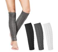 BNGXR 3 Paires Jambière Femme, Jambières Tricotées Automne et Hiver, Genouillères Chaudes Pour Bottes D'Hiver, Tricotées Guetre Femme Chaussettes Longues Tendance pour Danse Aptitude(9x40 cm)