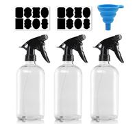 BNGXR 3 Pièces Vaporisateur Vide Plastique 500ML,Flacons Pulvérisateur Vide,Flacons Pulvérisation Plastique Réutilisable,Etiquettes Noires,tête de pulvérisation réglable,pour Jardinage Nettoyage