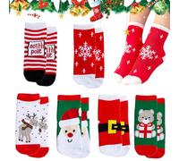 BNGXR 6 Paires Chaussettes de Noël pour Enfant, Chaussette Noel Enfant Colorées en Coton Doux Thermiques à Motifs Drôles pour Noël pour Filles et Garçons