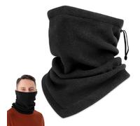 BNGXR Cache Cou Tubulaire, Tour de Cou Tubulaire avec Polaire Fleece Cache-Cou Écharpe Tubulaire Hiver pour Homme et Femme, Cache-Cou Thermique avec Cordon pour Snowboard Cyclisme Moto (Noir)