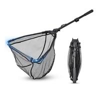 BNGXR Épuisette Pêche Pliable, Caoutchouc Filet Téléscopique Landing Net Antirouille Alliage D'aluminium Nylon Filet de Pêche 95 cm avec Poignée, pour Etangs Truite Carpe Salmon Attraper et à Libérer
