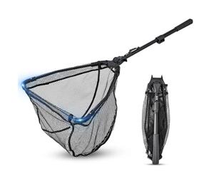 BNGXR Épuisette Pêche Pliable, Caoutchouc Filet Téléscopique Landing Net Antirouille Alliage D'aluminium Nylon Filet de Pêche 95 cm avec Poignée, pour Etangs Truite Carpe Salmon Attraper et à Libérer