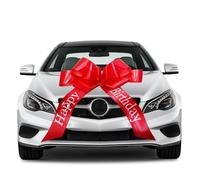 BNGXR Grand Nœud Rouge pour Voiture, Anniversaire de Voiture, Noeud Cadeau Geant Mariages, Vélo et Nœud avec Ventouse, Noeuds pour Voitures et Emballages Cadeaux, pour Fêtes (Joyeux Anniversaire)