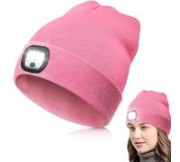 BNGXR LED Bonnet avec Lumière, Casquette avec Lampe Rechargeable USB Chapeau Mode en Tricot Unisexe Chaud Lumineux Bonnet Tricoté Doux avec Lampe de Poche Convient à Sports