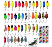 BNGXR Leurres de Pêche Kit, 43 pcs Spoons de Pêche à la Truite, Kit D'appâts de Pêche Portable pour Truite de Mer Et Perche