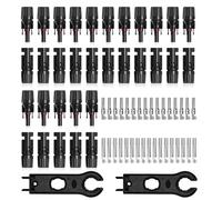 BNGXR Lot de 16 Paires de Fiches Solaires, Connecteur de Câble Photovoltaïque IP67 - Étanche, Connecteur de Panneau Solaire Mâle/Femelle, Câble d'Extension Solaire PV 2,5/4/6 mm² Câble PV, Noir