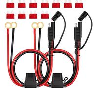 BNGXR Lot de 2 Connecteur SAE, 16AWG 2 Broches Câble de Charge SAE, Bornes de Batterie SAE, Câble Connecteur SAE avec Fusible 10A pour Moto, Voiture, Tracteur, rallonge de Batterie SAE, 60cm