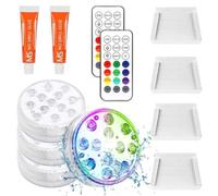 BNGXR Lumière LED Submersible,4 Paquet Étanche IP68 aimant Lampes Sous Marines,lampes de piscine à piles,Lampes sous marines Submersible Multi couleur télécommande pour Aquarium,piscine,fête