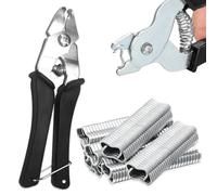 BNGXR Pince à Anneau de Porc,Pince à Anneau avec 1200 M Clips Agrafes, Inoxydable Pinces type de M,résistante à la rupture, pour Grillage,Pour Cage à Oiseaux, Installation De Clôture