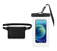 BNGXR Pochette Etanche Smartphone, 2 Étanche Sac avec Pochette Téléphone, IPX8 Waterproof Sangle Réglable, Imperméable Sac Banane pour Les Sports Nautiques Plage, Nage, Pêche, Kayak etc (Blanc Noir)
