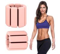 BNGXR Poids de Poignet Réglables, Poids pour et Chevilles, Sangles de Poignet Rose Silicone, Bracelet de Poids Portable, Lot de 2 (0,45 kg), pour Exercice Marche Jogging Yoga Aérobic (Rose chair)