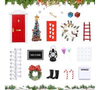 BNGXR Porte Lutin de Noël, 20 Pièces Rouge Lutin Farceur de Noël Accessoires Elfe Porte Magique Lutin Farceur Elfe de Noël Farceur Décoration de Noël avec Clés, Bandes Lumineuses, Ballon