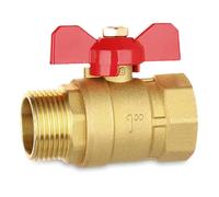 BNGXR Robinet à Boisseau Sphérique, 1 Pouce en laiton Vanne à Bille avec Poignée Papillon Rouge, Filetage Externe/Filetage Interne Passage Complet DN25, Idéale pour Eau Chaude/Froide