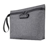 BNGXR Sac à Documents Ignifuge avec Serrure, Sacs Anti-Odeurs avec Serrure à Combinaison, 30x20 cm Sac à Argent Etanche, Sac de Rangement de Voyage, pour Passeport, l'argent et Objets de Valeur (gris)