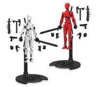 BNGXR T13 Lot de 2 figurines d'action T13, avec 7 armes + 3 types de mains, impression 3D de figurines mobiles avec plusieurs articulations, décoration de bureau, cadeau pour enfants, garçons et