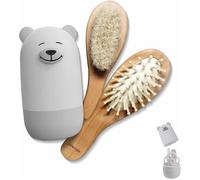 Bnhgc-Ensemble De Toilettage 6 En 1 Pour Bébé, Brosse À Cheveux Et Peigne En Bois Naturel, Ciseaux À Ongles, Lime À Ongles Et Pince À Épiler Pour Enfants Et Nouveau-Nés Dans Un Joli Emballage Cadeau