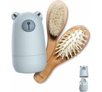 Bnhgc-Ensemble De Toilettage 6 En 1 Pour Bébé, Brosse À Cheveux Et Peigne En Bois Naturel, Ciseaux À Ongles, Lime À Ongles Et Pince À Épiler Pour Enfants Et Nouveau-Nés Dans Un Joli Emballage Cadeau