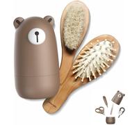 Bnhgc-Ensemble De Toilettage 6 En 1 Pour Bébé, Brosse À Cheveux Et Peigne En Bois Naturel, Ciseaux À Ongles, Lime À Ongles Et Pince À Épiler Pour Enfants Et Nouveau-Nés Dans Un Joli Emballage Cadeau