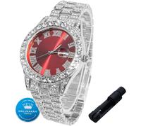 Bnhgc-Montre En Or Avec Diamants Pour Garçons,Ados,Enfants-Plaqué Or 18k/Platine,Cadran Bleu/Vert/Rouge 42mm,Quartz Japonais-Bracelet Réglable 20cm,Avec Outil De Réglage-Pour Anniversaires,Fêtes