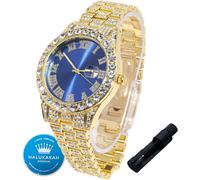 Bnhgc-Montre En Or Avec Diamants Pour Garçons,Ados,Enfants-Plaqué Or 18k/Platine,Cadran Bleu/Vert/Rouge 42mm,Quartz Japonais-Bracelet Réglable 20cm,Avec Outil De Réglage-Pour Anniversaires,Fêtes