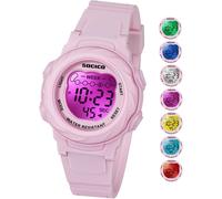 Bnhgc-Montre Numérique Pour Enfants, Résistante À L'eau 5atm, 7 Couleurs Lumineuses Avec Alarme Et Chronomètre Pour Filles Et Garçons Âgés De 5 À 12 Ans.