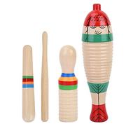 Bnineteenteam 2 Ensembles de grattoir en Bois Guiro Jouet en Forme de Poisson Instrument de Percussion Musicale Fournitures pour Percussions