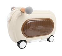 Bnineteenteam Bagages à roulettes, Valise à roulettes pour Tout-Petits de 20 L avec Roues et Lumières Musicales, Repose-Pieds Pliable Anti-basculement Multi-Modes, pour Voyage (Beige)