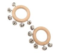 Bnineteenteam Cloche à Main, Bois de Hêtre et Métal, 2 Pièces, Hochet Rond de 8 Cm de Diamètre pour Danser et Faire la Fête