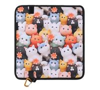 Bnineteenteam Coussin de Siège Portable, Tapis Pliant en Tissu Oxford Imperméable avec Crochet, Conception épaisse pour Le Camping et la Randonnée, Tapis de Pique-Nique pour Enfants (Style de Chat)