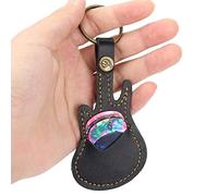 Bnineteenteam Guitare en Forme de Porte-médiators en Cuir PU avec Support de médiator avec 5pcs coloré, médiators pour Joueurs de Guitare(Noir) Accessoire de Performance Support Mediator