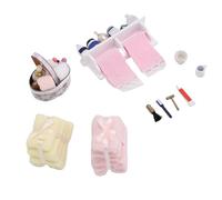 Bnineteenteam Meubles de Maison de Poupée, Ensemble de Salle de Bain Miniature, Accessoires de Maison de Poupée en Coton et Bois Massif pour Collectionneurs et Maisons Modèles à l'échelle 1:12