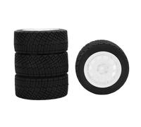 Bnineteenteam Pneus RC 4 Pièces, Pneus de Voiture en Plastique texturé Antidérapant, Moyeu de Remplacement de 12mm pour RS Red Spider et Véhicules RC 1/10