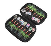 Bnineteenteam Spinners Baits, 16 Pièces Kit de Leurres de Pêche en Métal Dur pour Bar, Truite, Saumon avec Sac de Rangement à Fermeture éclair pour Pêcheurs d'eau Douce et d'eau Salée