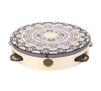 Bnineteenteam Tambourin coloré de 8 Pouces, Instrument de Percussion en Bois de Hêtre avec Jingles pour Enfants et Adultes Lors de Soirées Dansantes (fleur blanche)