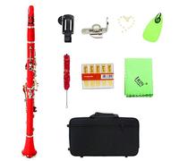 Bnineteenteam Tube Clarinette bakélite BB 17 clarinettes avec Boutons nickelés(Rouge; # 1)