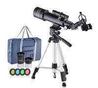 BNISE Télescope astronomique Portable pour débutants - Télescope réfracteur 400/70 mm pour Enfants et Adultes, 16X-67X entièrement Multicouche à Haute Transmission adapté à l'observation des étoiles