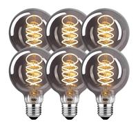 BNITITU Ampoule LED vintage Edison, Ampoule dimmable E27 2700K 4W LED, Lampe Edison vintage à intensité variable E27, idéale pour un éclairage nostalgique et rétro - Gris Fumé - 6 pièces (G80)