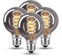 BNITITU Ampoule LED vintage Edison, Ampoule dimmable E27 4W LED, Lampe Edison vintage à intensité variable E27, idéale pour un éclairage nostalgique et rétro - Gris Fumé - 4 pièces (G80 YHS)
