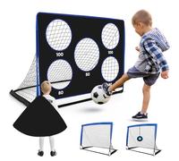 Bnlei 3 en 1 Cage de Foot & But de Foot Enfant Exterieur Pliable, avec 5 Modes de Jeu pour intérieur/extérieur, Cages et Mini Buts Portable, Facile à Installer-Noir