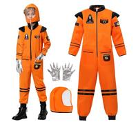 BNLIK Déguisement Astronaute pour Enfants: Costume d'astronaute avec Casque Gants et Accessoires - Costume Astronaute Idéal pour Halloween Carnaval (130(8-10 years))