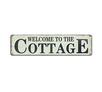 Bnmdery Plaque en métal « Welcome to The Cottage » - Décoration murale rétro pour maison, cuisine, bar, café, chambre, restaurant, club, grotte - 40,6 x 10,2 cm