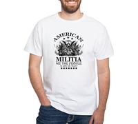 BNMKHCXSDRT American Militia Men's 100% Cotton, Classic Graphic White T-Shirt Hemden(Medium)