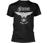 BNMKHCXSDRT HAODI Saxon Estd 1979 Black Mens Women T Shirt 100% Cotton Manches Courtes(Small)