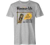 BNMKHCXSDRT Hawaiian Isle - Miami Beach, FL - Vintage Tiki Bar Gray T-Shirt Grey Manches Courtes(X-Large)