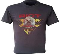 BNMKHCXSDRT Leur Riot Band T Shirt USA Tour 81 82 Fire Down Under Retro Men Dark Gray Shirt Grey Manches Courtes(Medium)