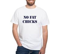BNMKHCXSDRT No Fat Chicks T Shirt Men's 100% Cotton, Classic Graphic White T-Shirt Hemden(Medium)