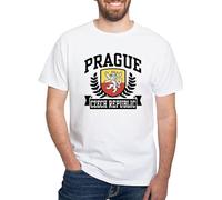 BNMKHCXSDRT Prague Czech Republic White T Shirt Men's 100% Cotton, Classic Graphic White T-Shirt Hemden(Large)