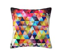 bnmklda Housse de coussin carrée en polyester doux imprimé triangle géométrique coloré double face pour canapé, chambre, salon et décoration d'intérieur 66 x 66 cm
