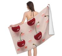 bnmklda Lovely Sweet Cherry Serviette de plage en microfibre à séchage rapide 80 x 130 cm - Serviette de bain douce et légère pour voyage, vacances, natation, pique-nique