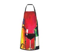 bnmklda Tablier imperméable avec poches pour adulte - Imprimé barbe à papa - Unisexe - Tablier de cuisine réglable pour cuisine, pâtisserie, jardiniers et peintres, Verres à cocktail et bouteilles de